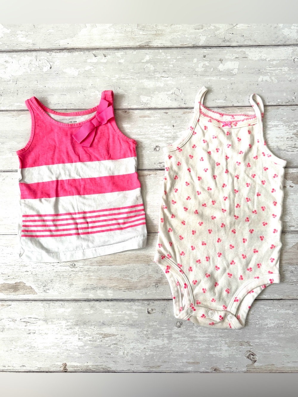 Baby Girl 9m Tank Top Bundle Hot Pink & White OshKosh & Carters Brand Set of 2